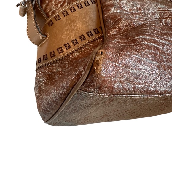 Authentic FENDI Etniko Shoulder Hand Bag Leather Brown - Picture 12 of 15